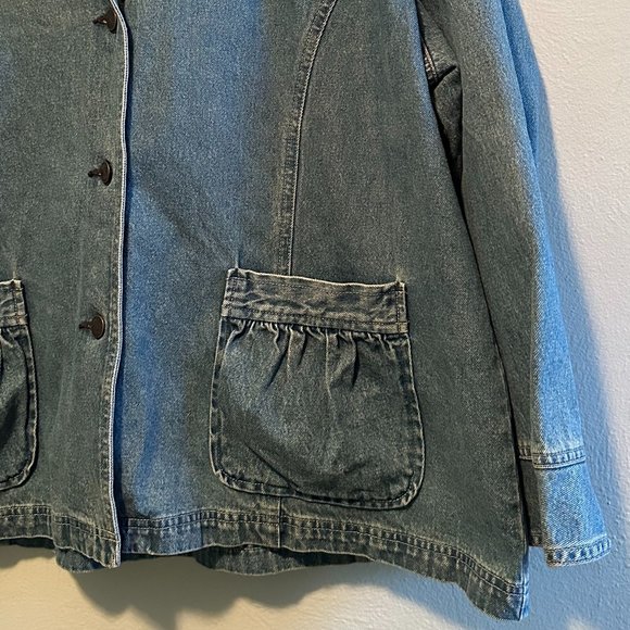 VINTAGE '90s Out of the Blue by J. Jill Boho Button-Up Denim Jean Jacket Size 3X - Picture 3 of 16
